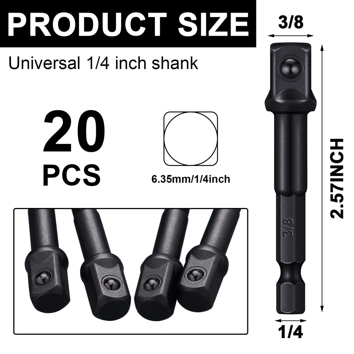 Mudder hex impact socket adapter designed for drills and extensions