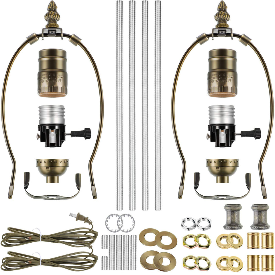 Mudder lamp light kit with brass finish, two sets, ideal for DIY projects and quick repairs.