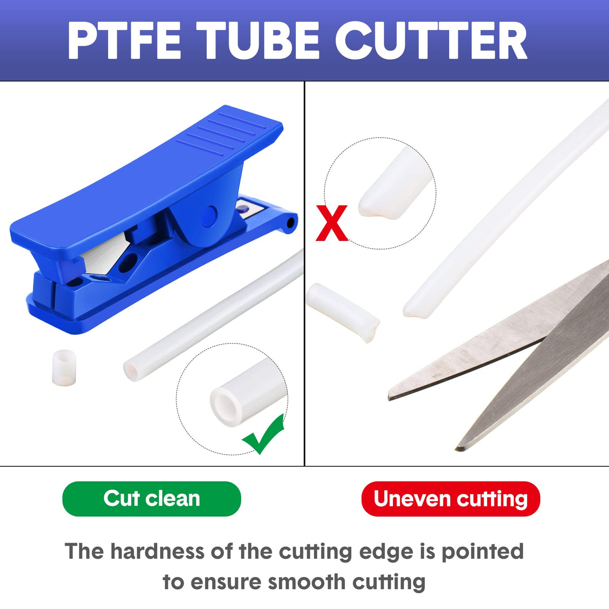 Mudder cutter compatible with PU, PVC, nylon tubing for versatile projects.