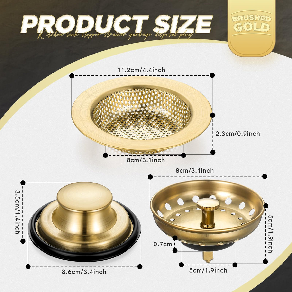 Close-up of Mudder stainless steel garbage disposal plug