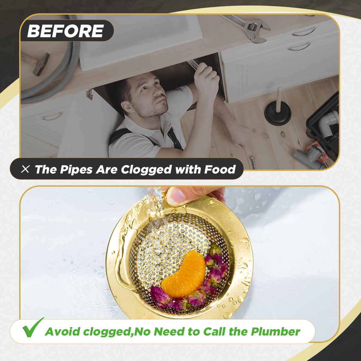 Mudder universal fit drain-filter installed for standard US sinks