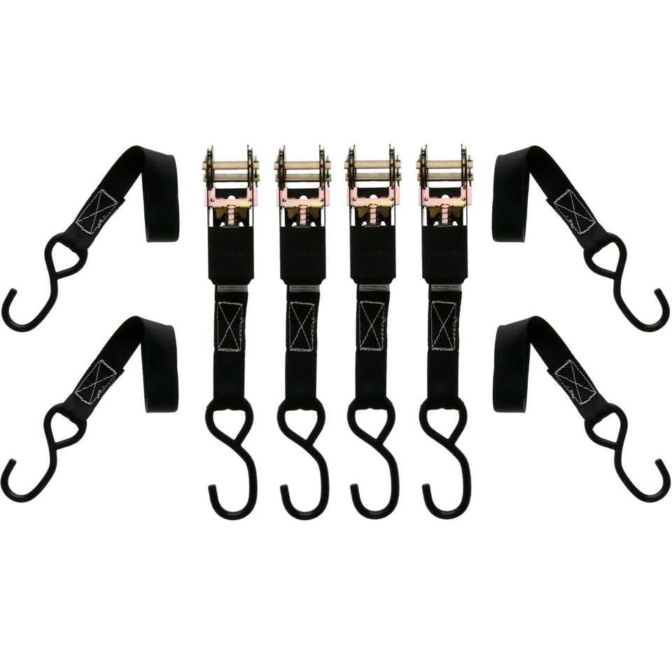 MUDDY 1in x 10ft standard-duty ratchet straps 4-pack overview for secure cargo