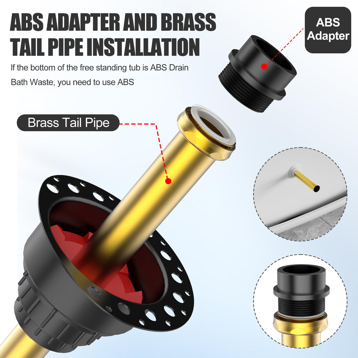 MUDGUD ABS adapter with P-trap fit demonstrates quick installation.
