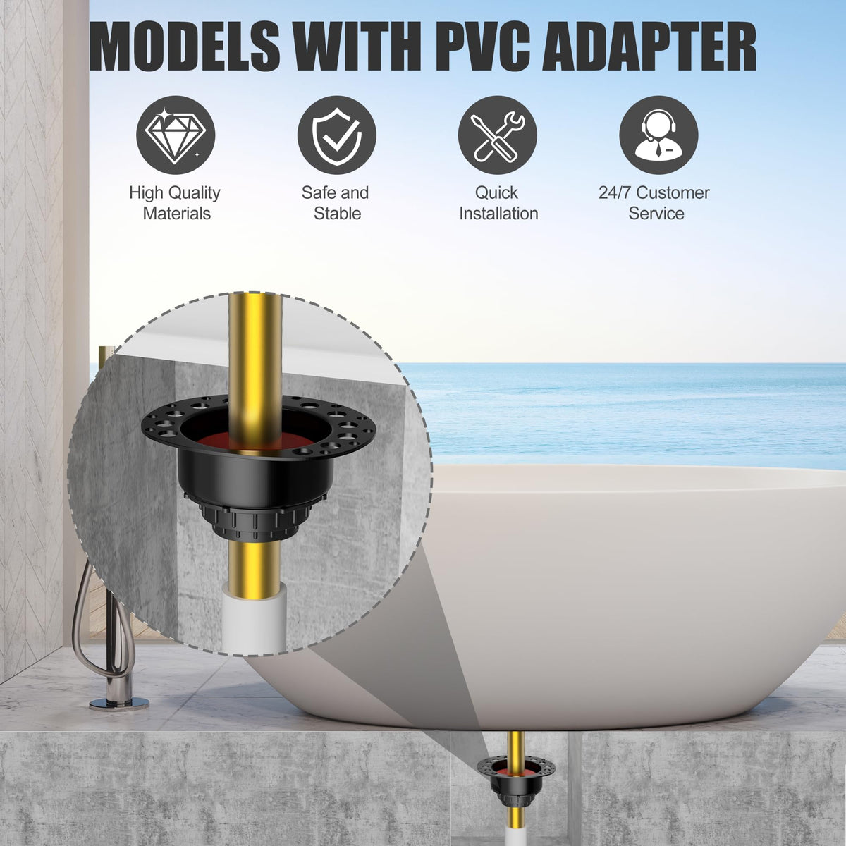 MudGUD brass tailpiece provides durable, stable connections for leak-free drains.