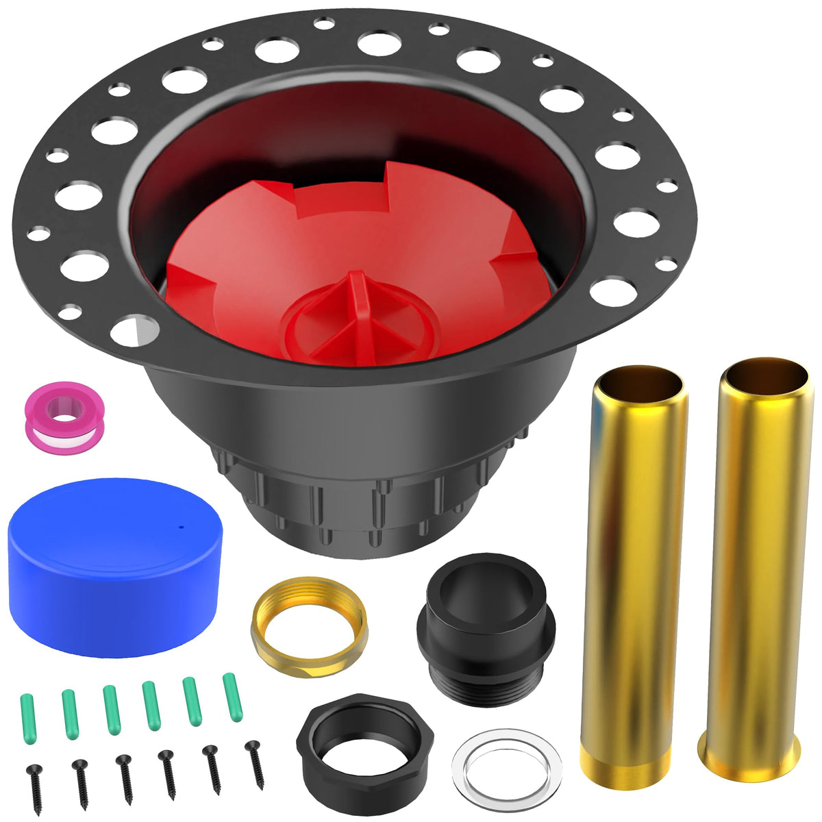 MudGUD PVC freestanding tub drain body enabling versatile tub installation.