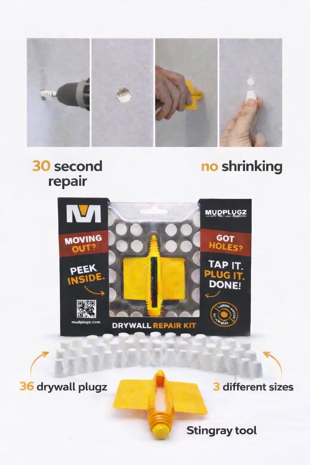 MudPlugz no sanding mess with dust-free, flush finishes.