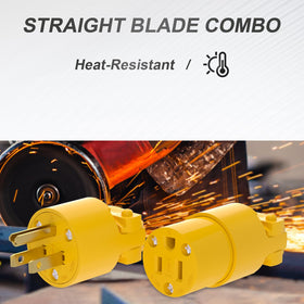 Muelnmey versatile plug-and-receptacle set for RVs, welders, and generators.