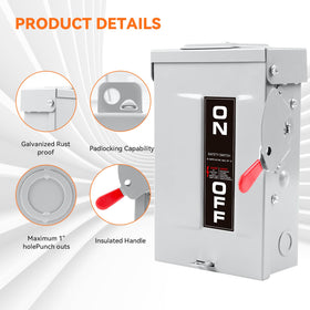 MUJURUR 30A disconnect interior space enables easy wiring.