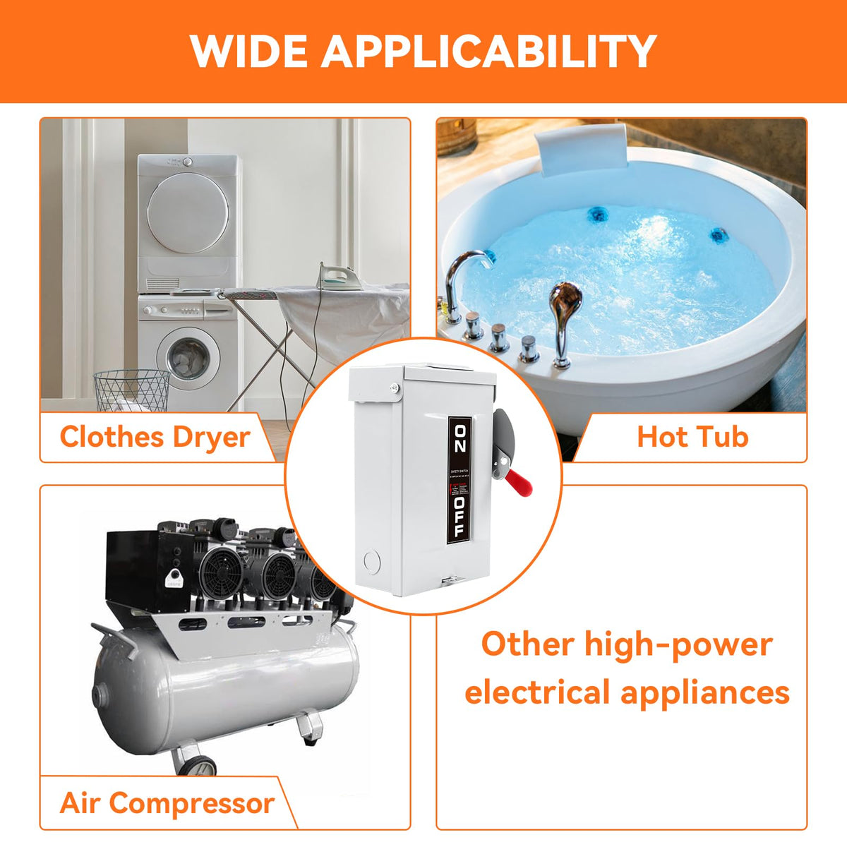 MUJURUR 30A disconnect designed for outdoor use with weatherproof protection.