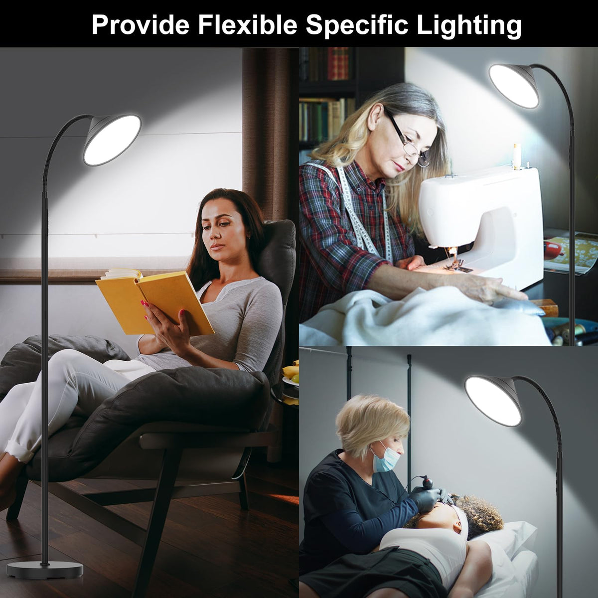 Mukuxin 76in LED floor lamp ambience for warm or cool scenes.
