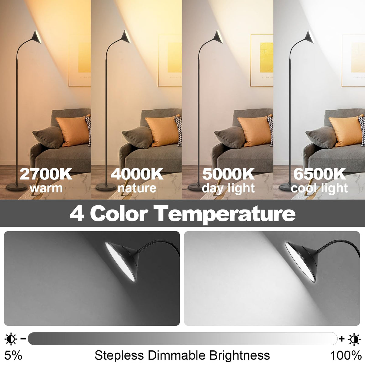 Mukuxin 76in LED floor lamp assembly uses screw-in poles.