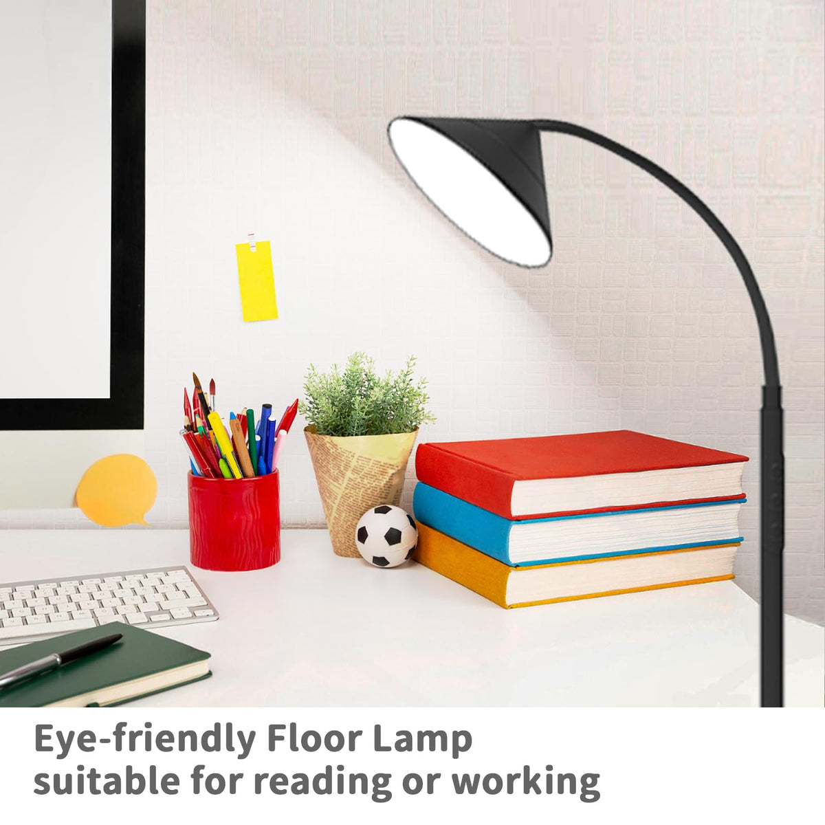 Mukuxin 76in LED floor lamp remote puts control within reach.
