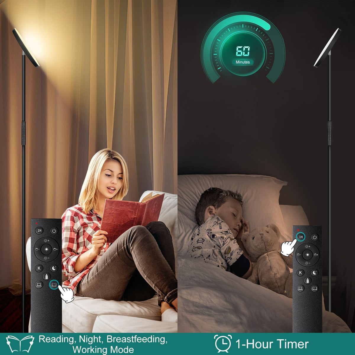 Mukuxin floor lamp rotatable head for precise lighting