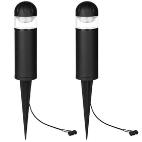 MULANDI bollard light front view, durable die-cast aluminum for garden path illumination.