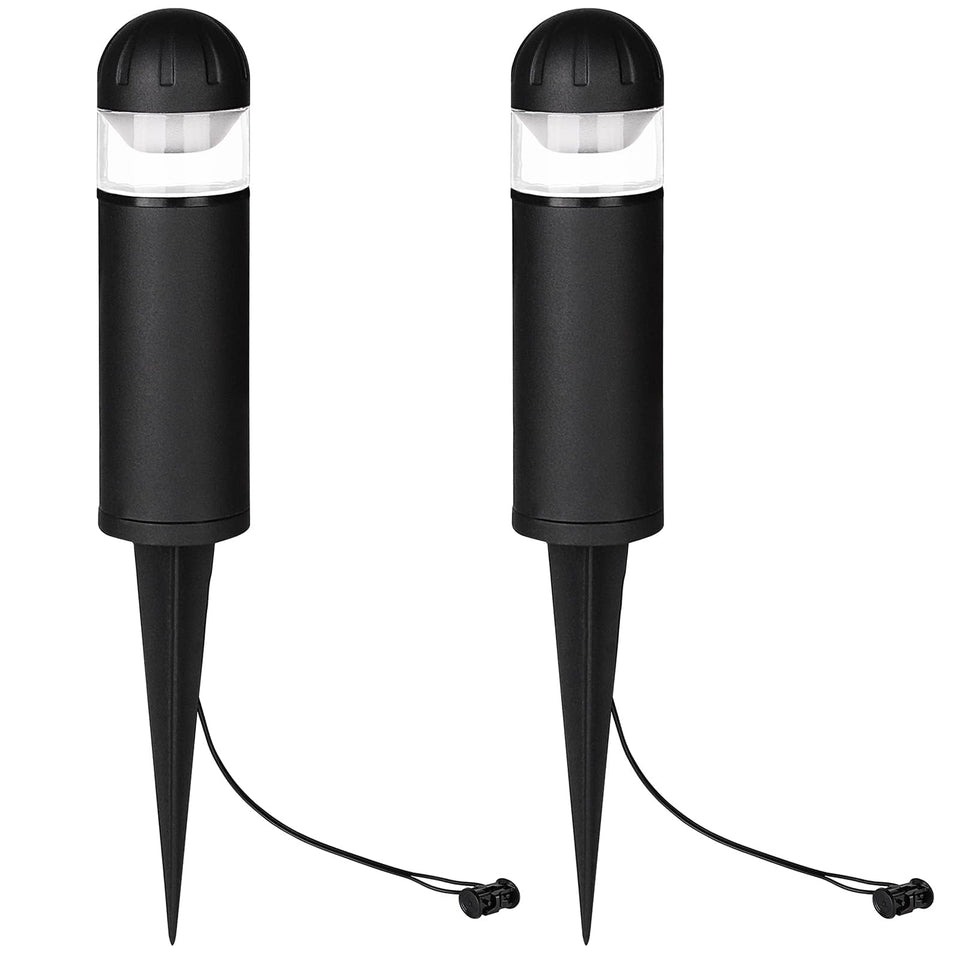 MULANDI bollard light front view, durable die-cast aluminum for garden path illumination.