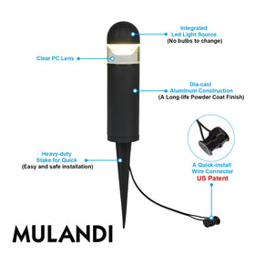 MULANDI bollard light quick-connect cable enabling easy daisy-chaining.
