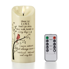 MULCHUM memorial flameless candle with cardinal for peaceful remembrance