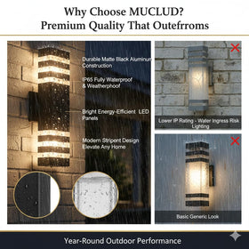MUCLUD outdoor wall light mounted on wall showing compact form and integrated glow.