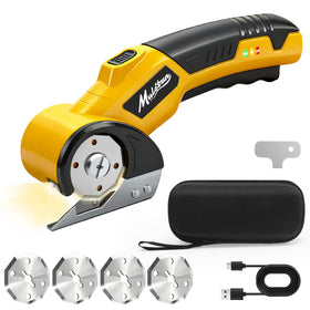 Mulctun electric box cutter with case storage for safe transport and quick access.