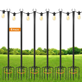 MuliVid 6-pack 9ft light poles with fork base offer stable outdoor decor.