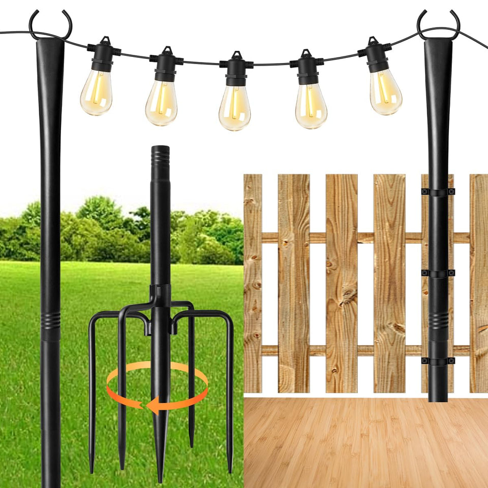MuliVid 2-pack 10ft outdoor lighting poles for stable string light setups