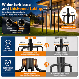 MuliVid light pole with fork attachment enables stable overhead light hanging