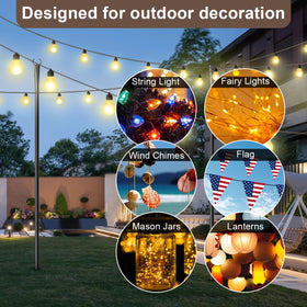 MuliVid outdoor garden setup supports string lights across yard