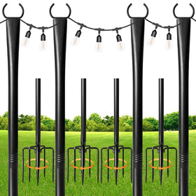 MuliVid string light poles outdoor setup for easy backyard ambiance