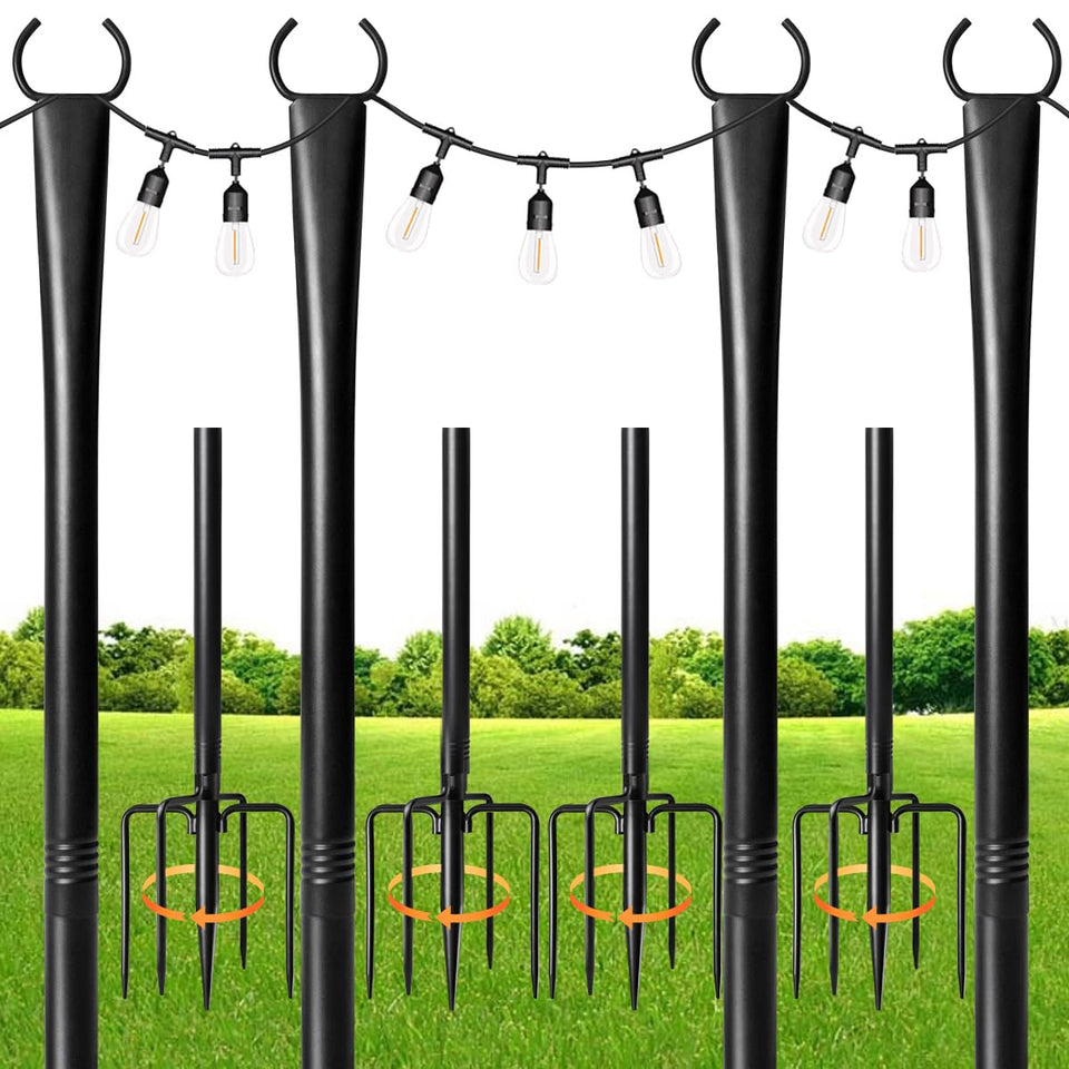 MuliVid string light poles outdoor setup for easy backyard ambiance