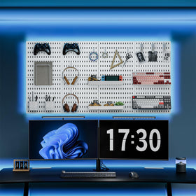 MULSAME pegboard accessories set neatly displayed for quick access to parts.