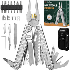Multper Multitools Pliers Pro with Damascus knife; durable for camping tasks