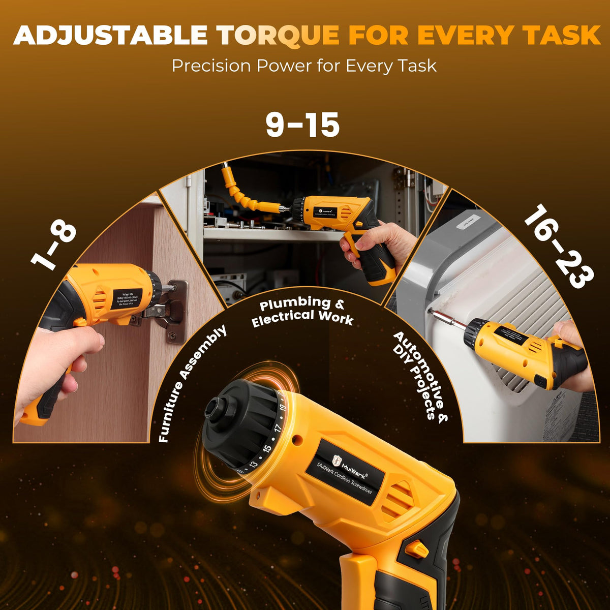 MulWark 1500mAh battery for long, cordless use.