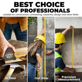 MulWark 30ft tape measure ergonomic handle reduces fatigue during long tasks.
