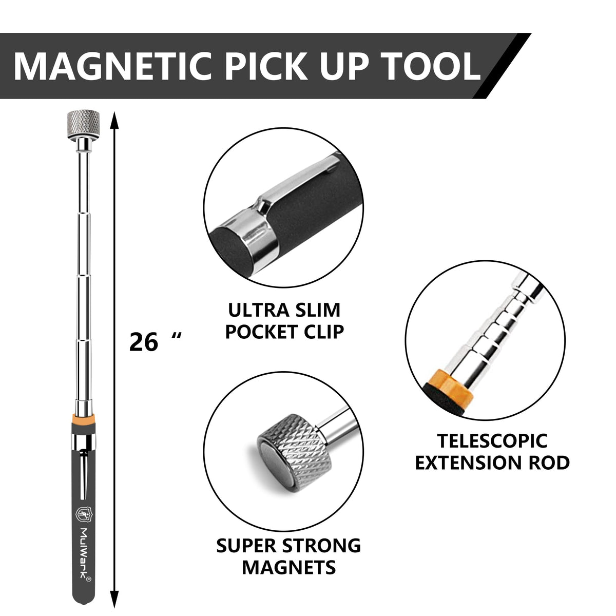 Mulwark 1.5lb magnet tool ideal for small fasteners.