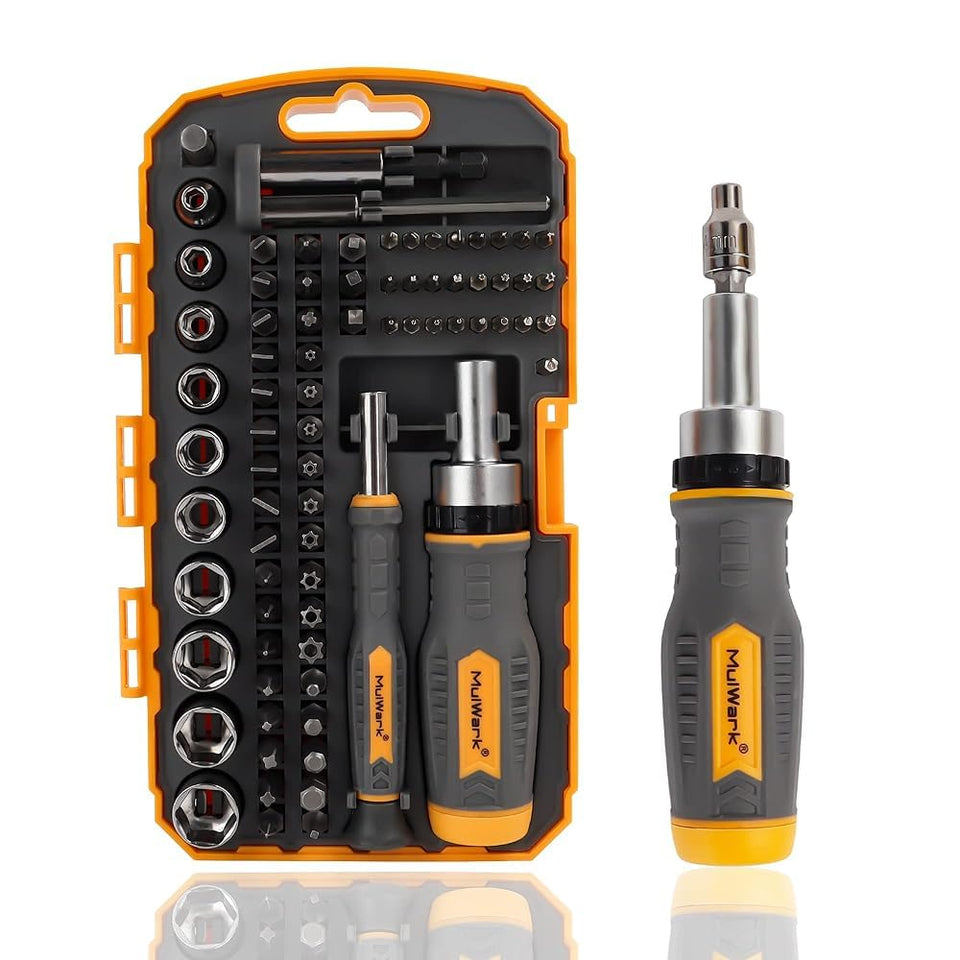 MULWARK 77-piece set in a case with organized bits for home DIY