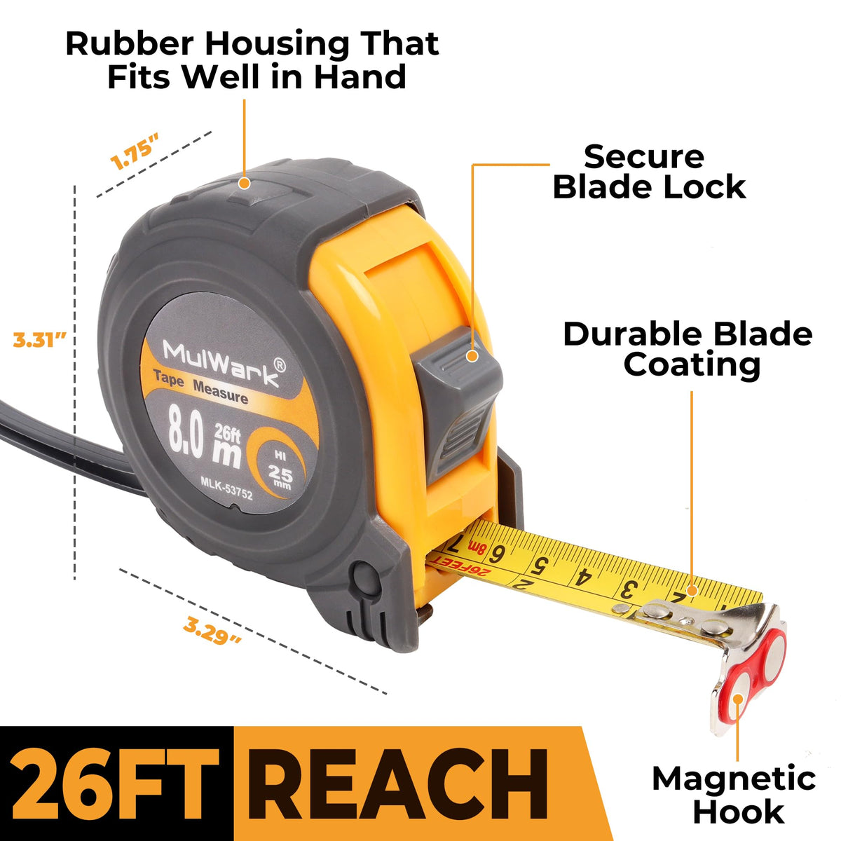MulWark dual-side markings support fractional and decimal measurements