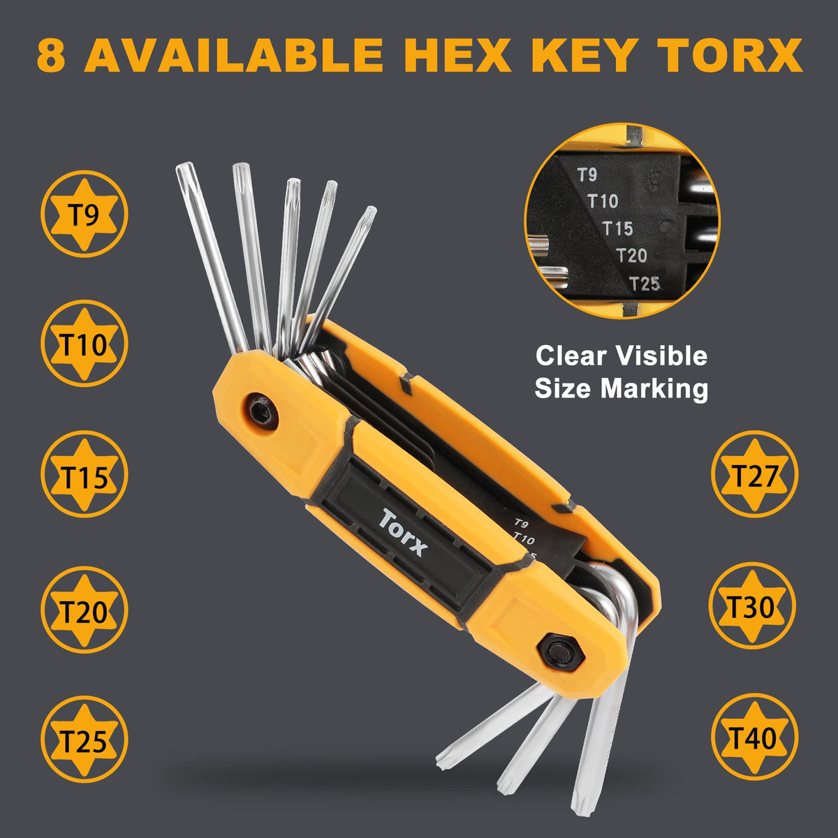 MULWARK SAE hex keys 9-piece arranged for standard size fasteners