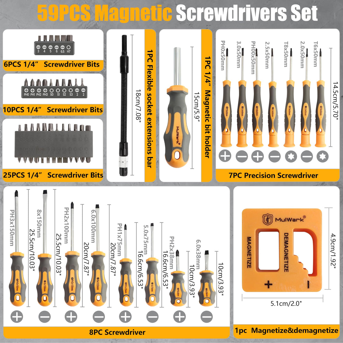 MulWark screwdriver bits 1/4-inch variety optimized for versatile repairs