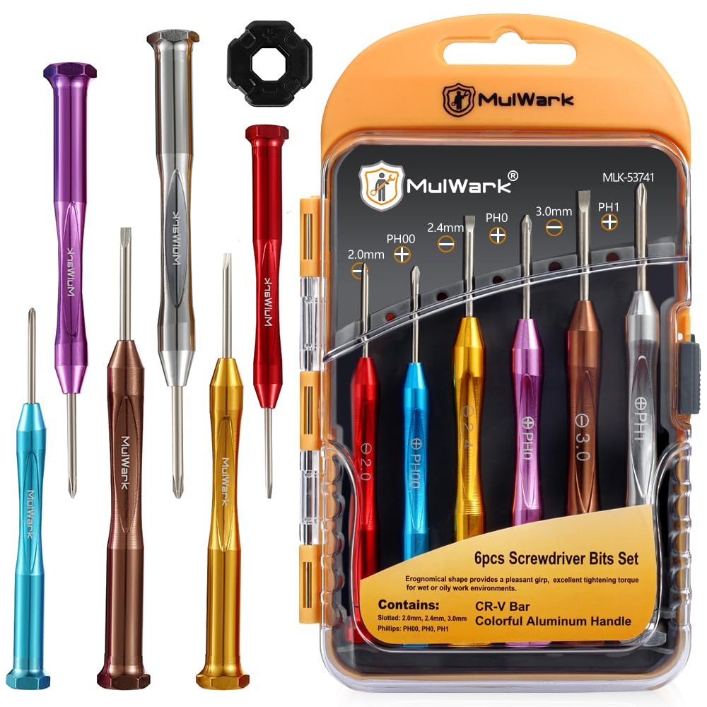 MULWARK small screwdriver set in a clear case for precise eyeglass repairs
