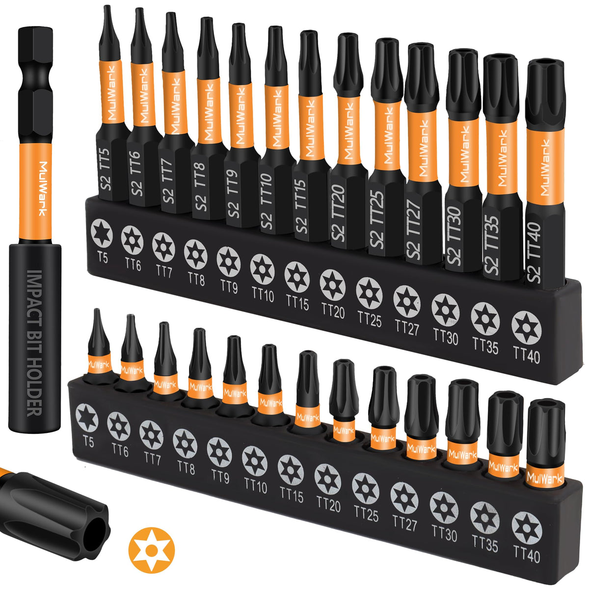 MulWark 27-piece Torx security set laid out for precise tamper-proof work.