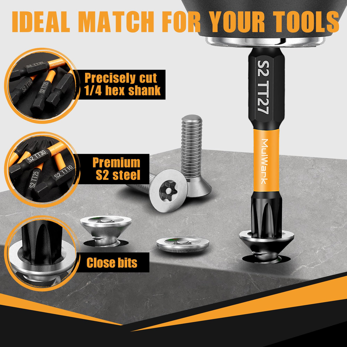 Bits in action with drill and driver for vehicles and bicycles.