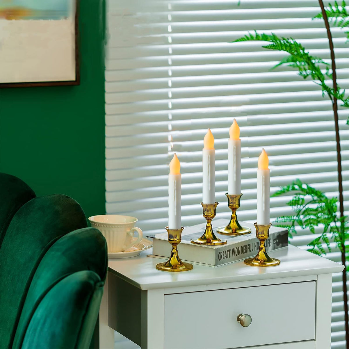 MUMCHASI 6 inch taper candle in standard holder for versatile decorating.