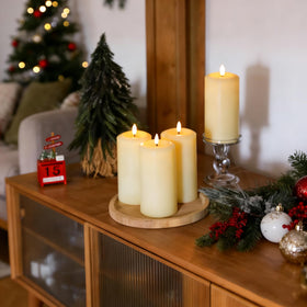 LED candles feature wax-dimple texture for natural-looking flame.