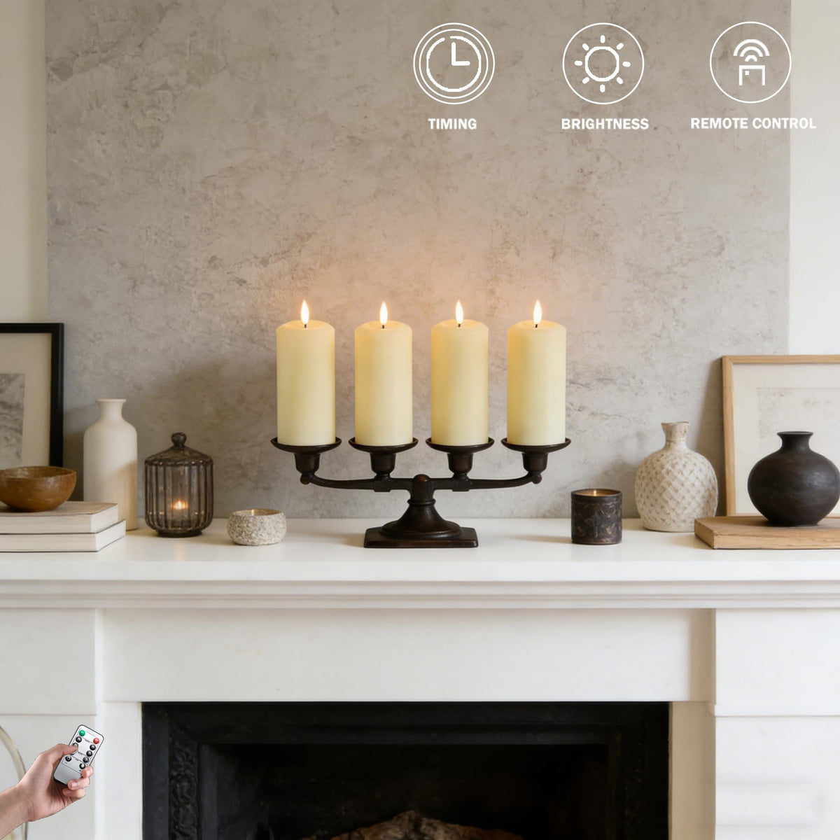 Remote with timer options supports convenient daily lighting routines.