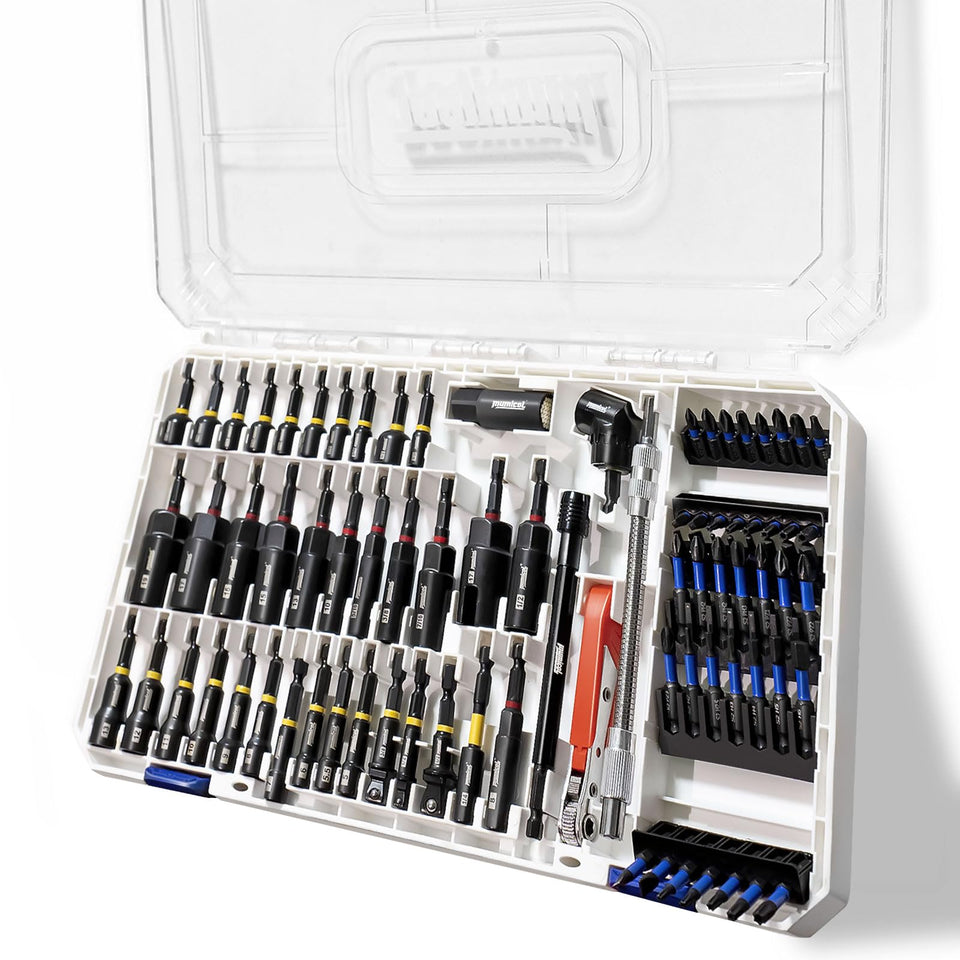 Mumicol 86pc magnetic impact nut driver set with deep sockets for secure fastener driving