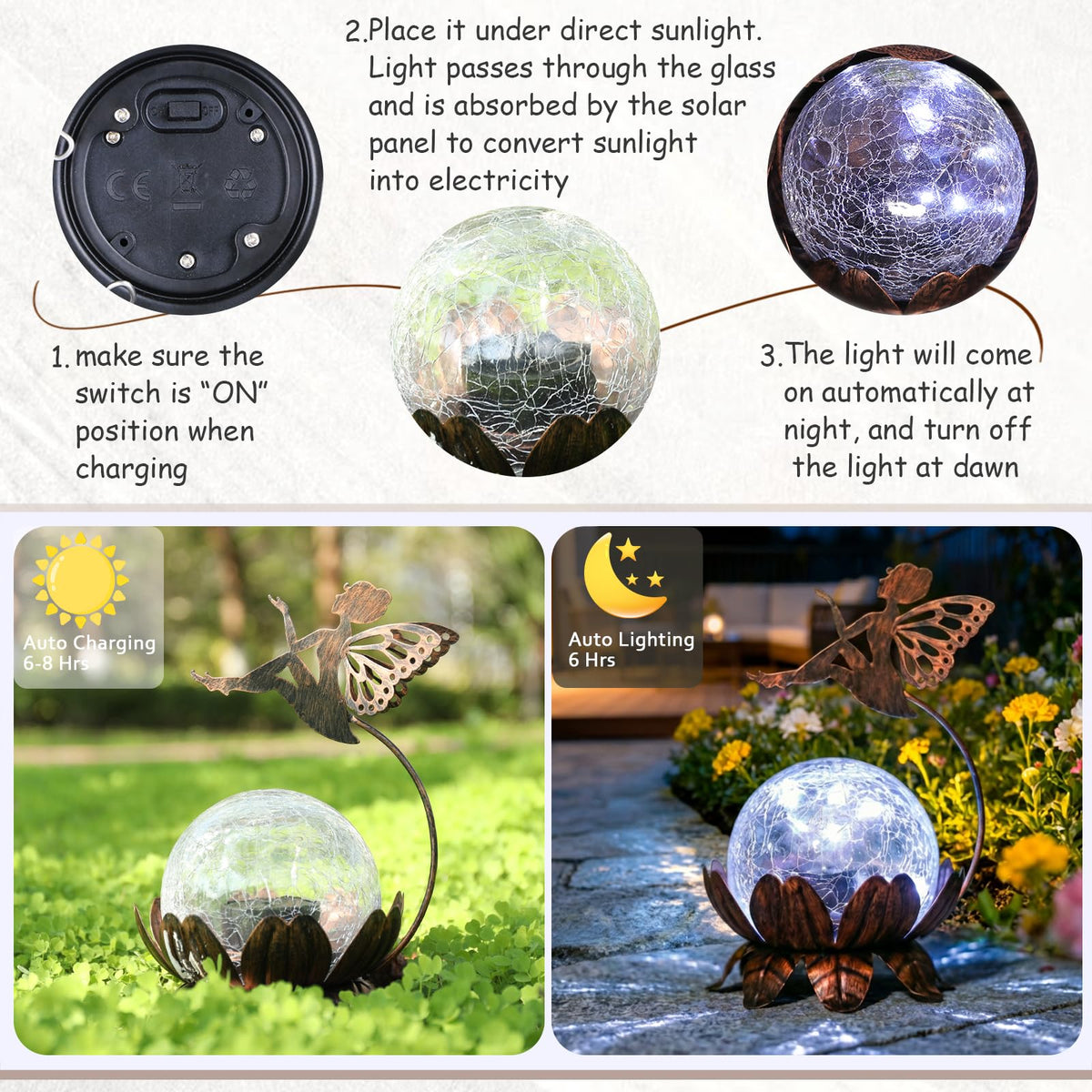 MUMTOP fairy light garden ornament illuminates pathways with gentle LED warmth.