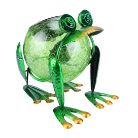 MUMTOP solar frog lantern with crackle globe for colorful outdoor ambiance.