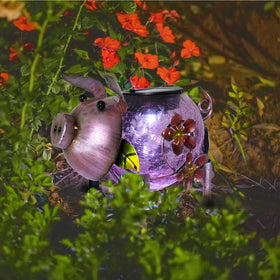 MUMTOP pink pig lantern close-up reveals glass and metal craftsmanship