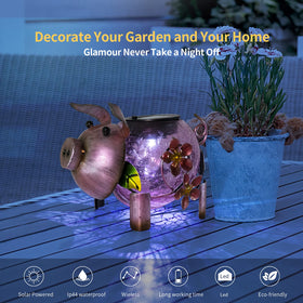 MUMTOP pink pig lantern indoors on tabletop for a cozy corner