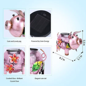 MUMTOP pink pig lantern lit at night adds charming garden glow